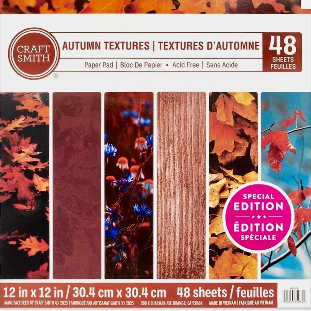 Craft Smith Autumn Textures 12x12 Paper Pad NEW